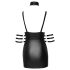 Cottelli Bondage - sjajna mini haljina sa okovratnikom (crna) - XL