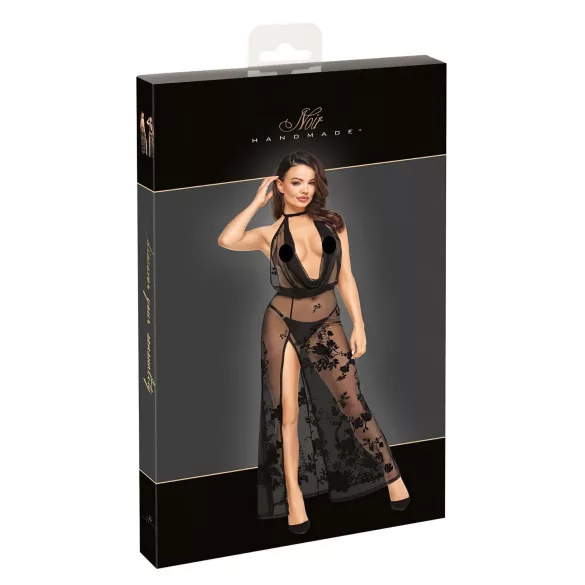 Noir - potpuno providna haljina sa cvetnim uzorkom (crna) - XL