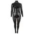 Cottelli Plus Size - sjajan crni party kombinezon sa dugim rukavima - 2XL