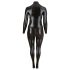 Cottelli Plus Size - sjajan crni party kombinezon sa dugim rukavima - 2XL