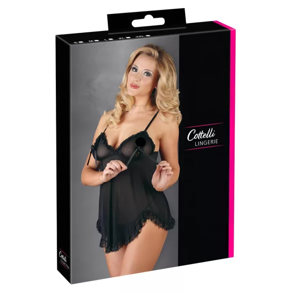 Cottelli - Zavodljivi čipkani babydoll (crni) - XL