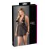 Cottelli Plus Size - lepršava čipkasta babydoll haljina (crna)