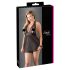 Cottelli Plus Size - lepršava čipkasta babydoll haljina (crna) - 4XL