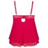 Cottelli Plus Size - čipkasta lepršava babydoll haljina (crvena)