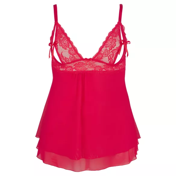 Cottelli Plus Size - čipkasta lepršava babydoll haljina (crvena) - 2XL
