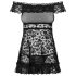 Obsessive Flores - set babydoll i tanga sa volanima (crna) - L/XL