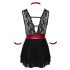 Cottelli Bondage - crna čipkasta babydoll haljina s okovratnikom - M