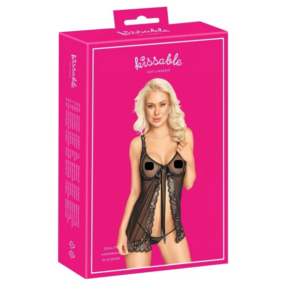 Poljubiva - otvoreni babydoll (crni) - L/XL