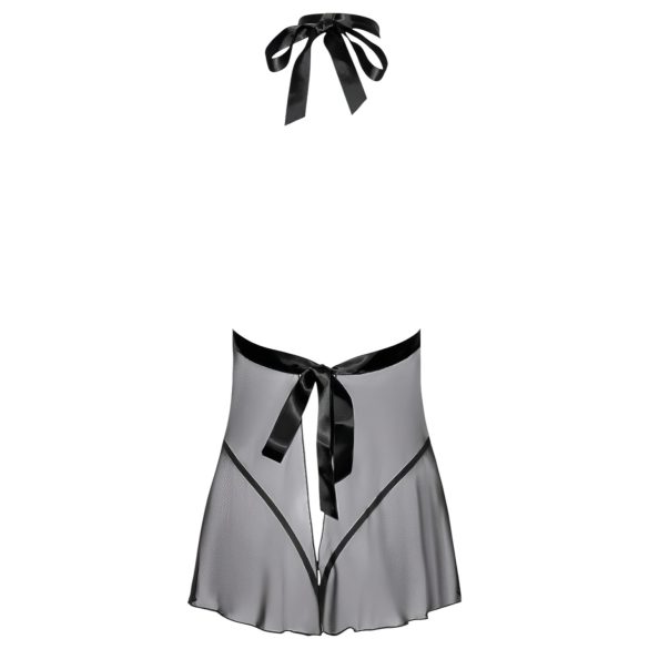 Poljubivi - čipkasta babydoll haljina s okovratnikom (crna) - L/XL