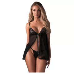 Obsessive Blomentis - čipkani babydoll set (crni)