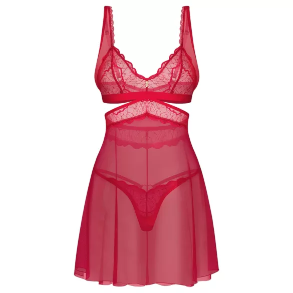 Obsessive Cupide Desir - prozirni čipkani spavaćica set (crvena)