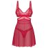 Obsessive Cupide Desir - prozirni čipkani spavaćica set (crvena)