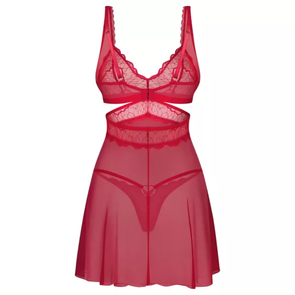 Obsessive Cupide Desir - prozirni čipkani spavaćica set (crvena)