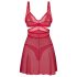 Obsessive Cupide Desir - prozirni čipkani spavaćica set (crvena)