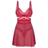 Obsessive Cupide Desir - prozirni čipkani spavaćica set (crvena)