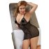 Cottelli Plus Size - čipkasta prozirna spavaćica (crna) - 2XL
