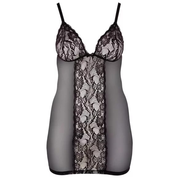 Cottelli Plus Size - čipkasta prozirna spavaćica (crna) - 3XL