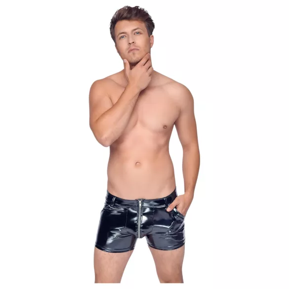 Black Level - Muške lak pantalone sa bočnim džepovima (crne)