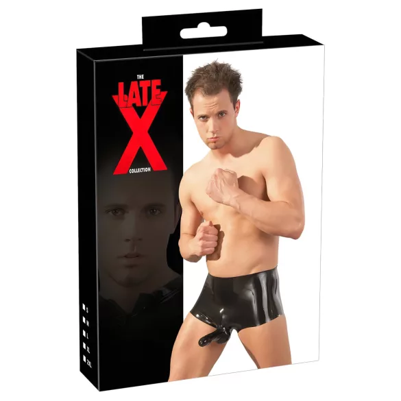 LATEX - bokserice + navlaka za penis (crna)