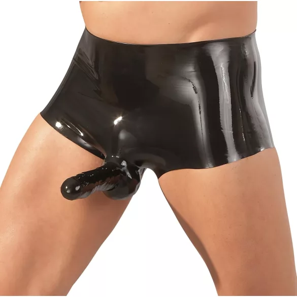 LATEX - bokserice + navlaka za penis (crna) - L/XL