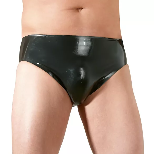 LATEX - muške gaće sa unutrašnjim analnim dildom za penis (crne)