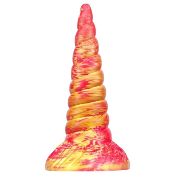 Metalik Anal - silikonski dildo jednorog - 17cm (pink-zlatni)