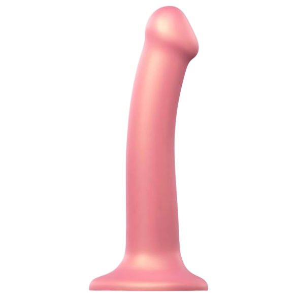 Strap-on-me Metallic Shine M - kožni dildo (metalna pink boja)
