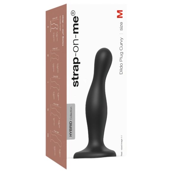 Strap-on-me Zakrivljeni M - talasasti dildo sa vakuum bazom (crni)