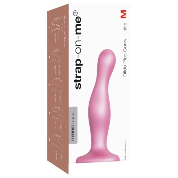 Strap-on-me Curvy M - talasasti dildo sa vakuum držačem (roze)