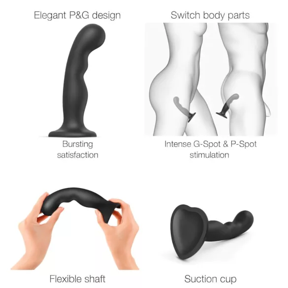 Strap-on-me P&G S - savitljivi dildo sa vakuumskim držačem (crna)