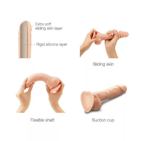 Strap-on-me M - dvoslojni dildo sa vakuumskom bazom (prirodna boja)