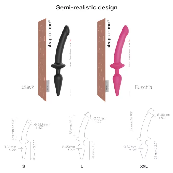 Strap-on-me Switch Semi-Realistic XXL - 2u1 dildo (roze)