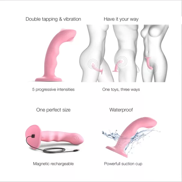 Strap-on-me M - vodootporni, pulsirajući G-tačka vibrator (roze)