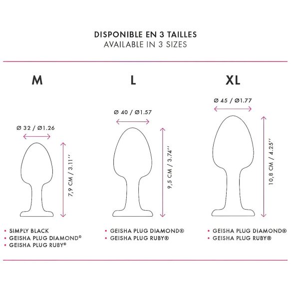 Dorcel Geisha Plug Dijamant XL - crni analni plug sa belim kamenčićem