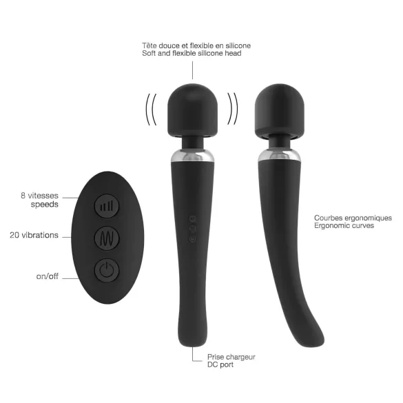 Dorcel Megawand - crni masažni vibrator sa akumulatorom