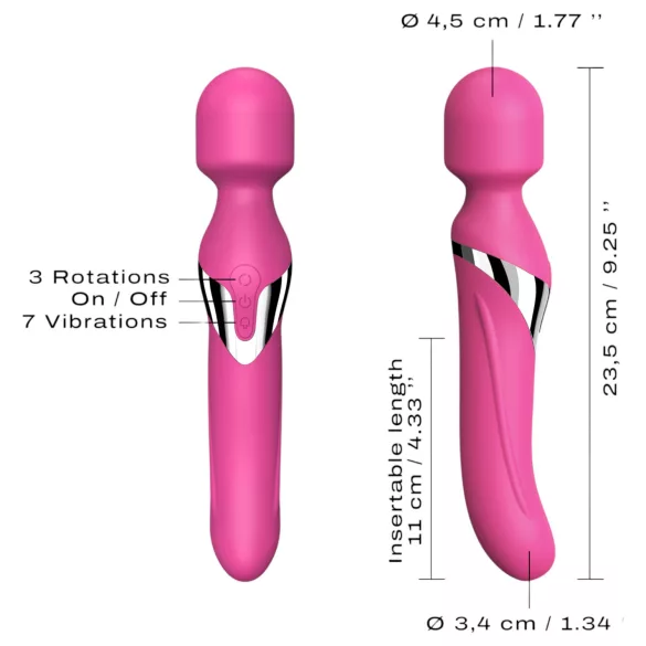 Dorcel Dual Orgasms - punjivi, 2‑u‑1 masažer vibrator (pink)