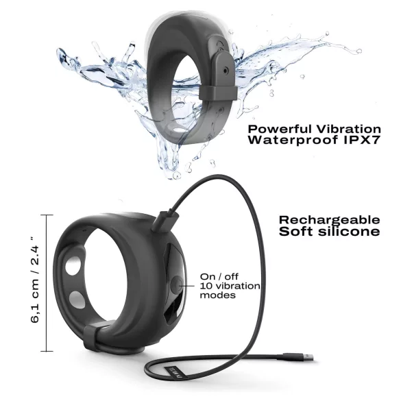 Dorcel - podesivi vibrator prsten za penis (crni)