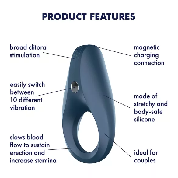 Satisfyer Rocket Ring - vodootporni, vibrirajući prsten za penis (plava)