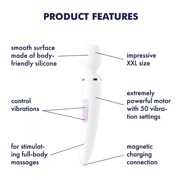 Satisfyer Wand-er Woman - vodootporni masažer vibrator (beli)