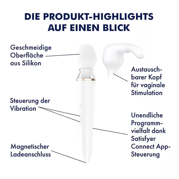 Satisfyer Double Wand-er - pametan beli masažer i vibrator