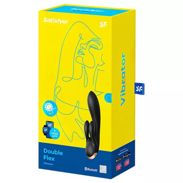 Satisfyer Double Flex - vibrator sa aplikacijom za klitoris sa rukom (crni)