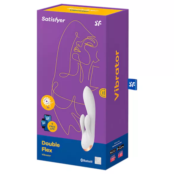 Satisfyer Double Flex - vibrator sa nastavkom za klitoris upravljan aplikacijom (beli)