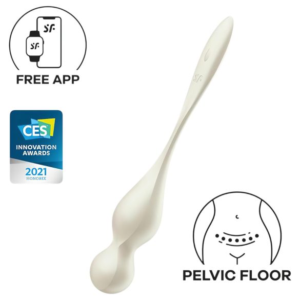 Satisfyer Love Birds 1 - pametne, vibrirajuće gejšine kuglice (bela)