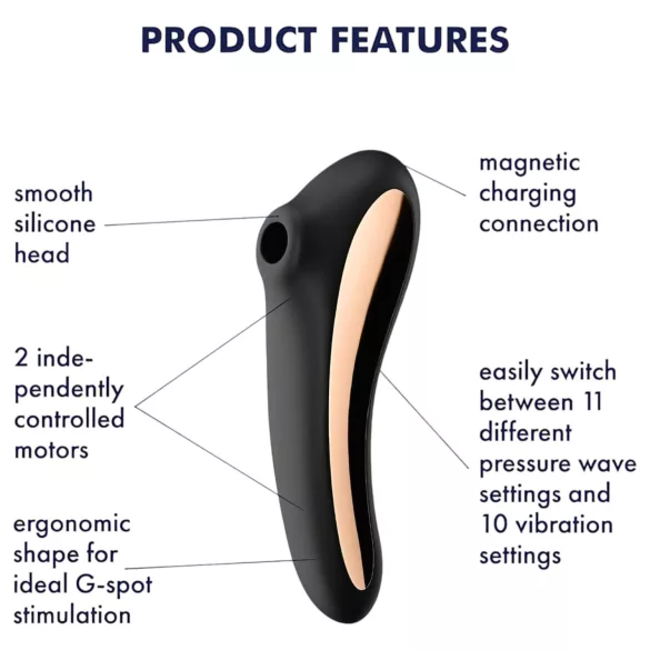 Satisfyer Dual Kiss - bežični vibrator za vaginalnu i klitoralnu stimulaciju (crni)