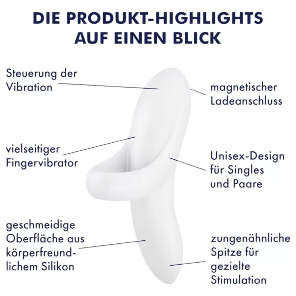 Satisfyer Bold Lover - Punjivi, vodootporni prstni vibrator (bela)