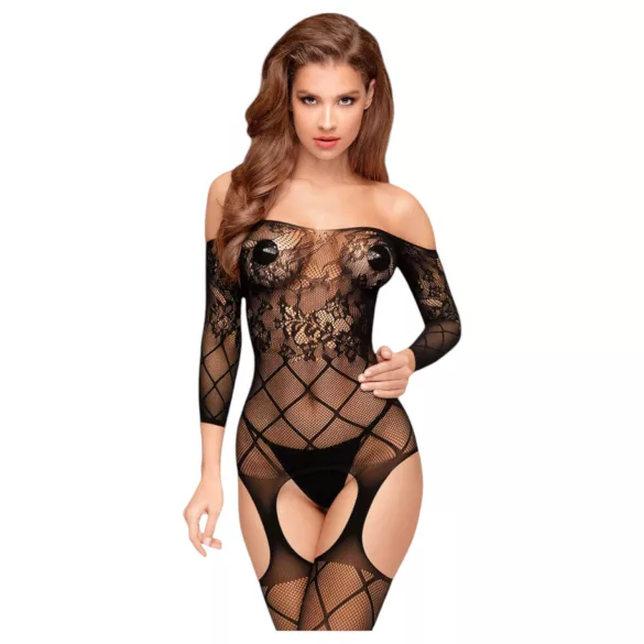 Penthouse Top-Notch - otvoreni mrežasti set (crni) - XL