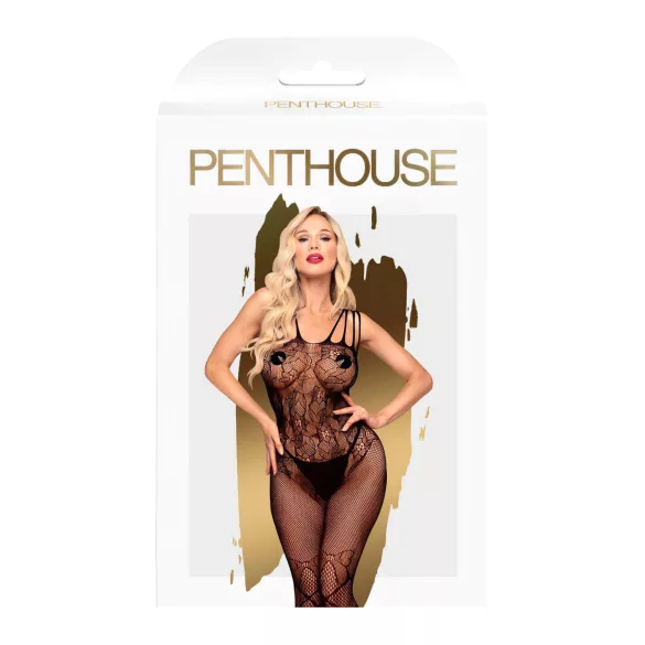 Penthouse Dirty Mind - otvoreni mrežasti kombinezon (crni)