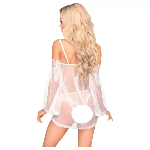 Penthouse Lip Smacker - čipkasti set sa spuštenim ramenima (beli) - L/XL
