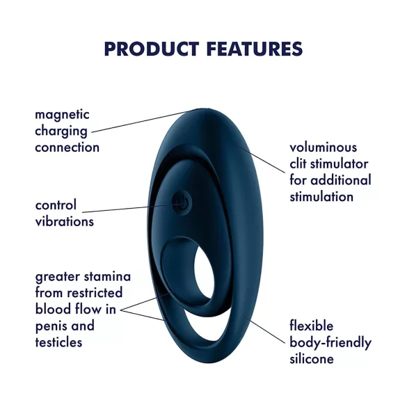 Satisfyer Glorious Duo - Vibrirajući Prsten za Penis (plavi)