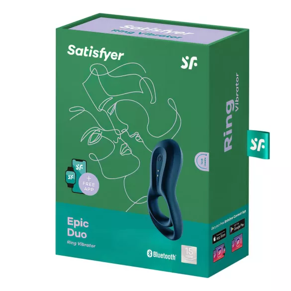 Satisfyer Epic Duo - pametna vibraciona prsten za penis (crna)